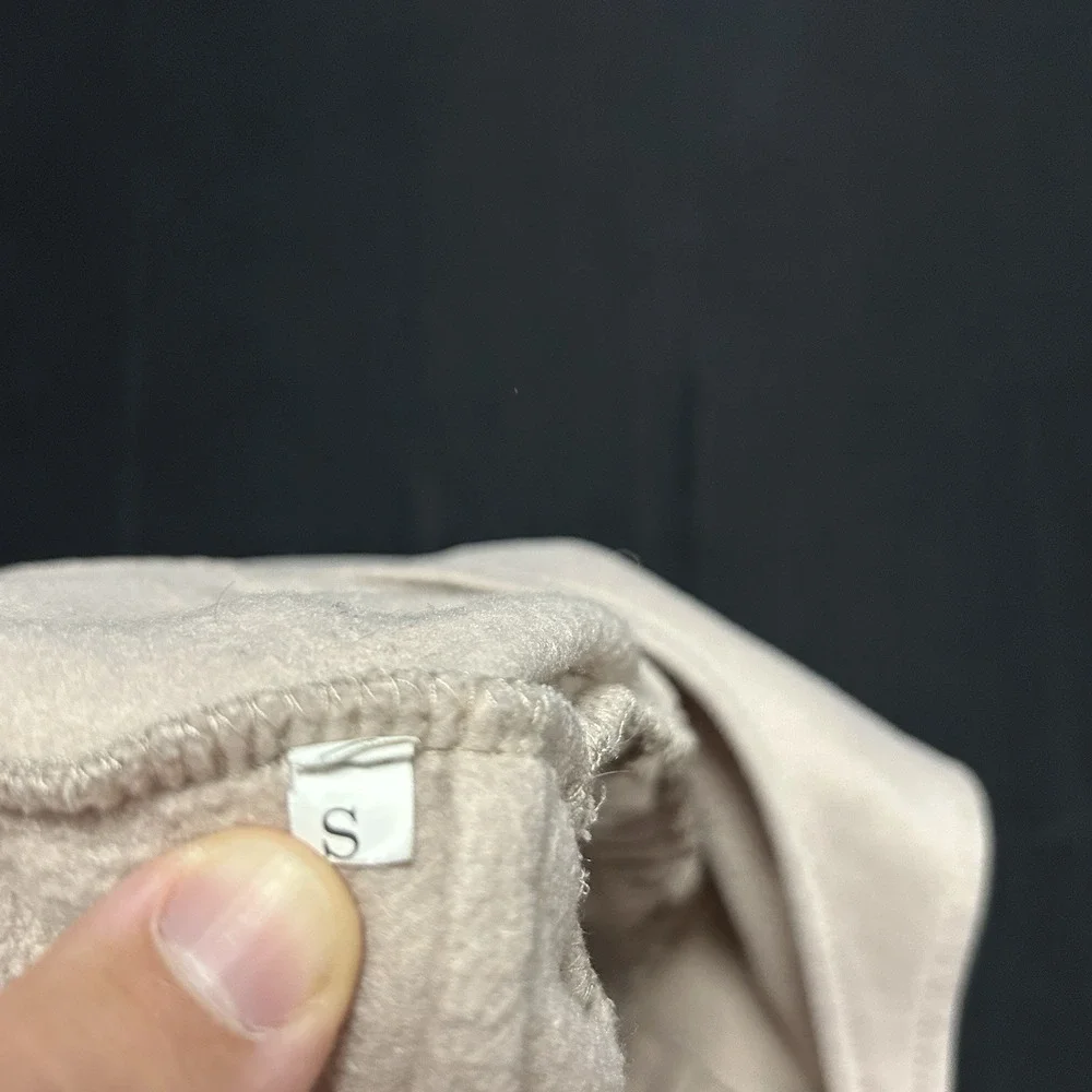 Nike Fleece Crop Top Sports Bra Women's Small Beige Center Swoosh